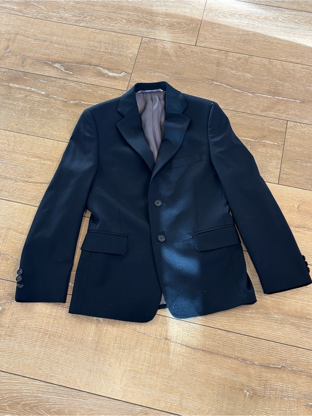 Nordstrom Boys Black Wool Blend 2 Button Suit Blazer Jacket Size 10 dress coat